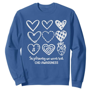 CHD Heart Disease Awareness Sweatshirt In February We Wear Red TS10 Royal Blue Print Your Wear