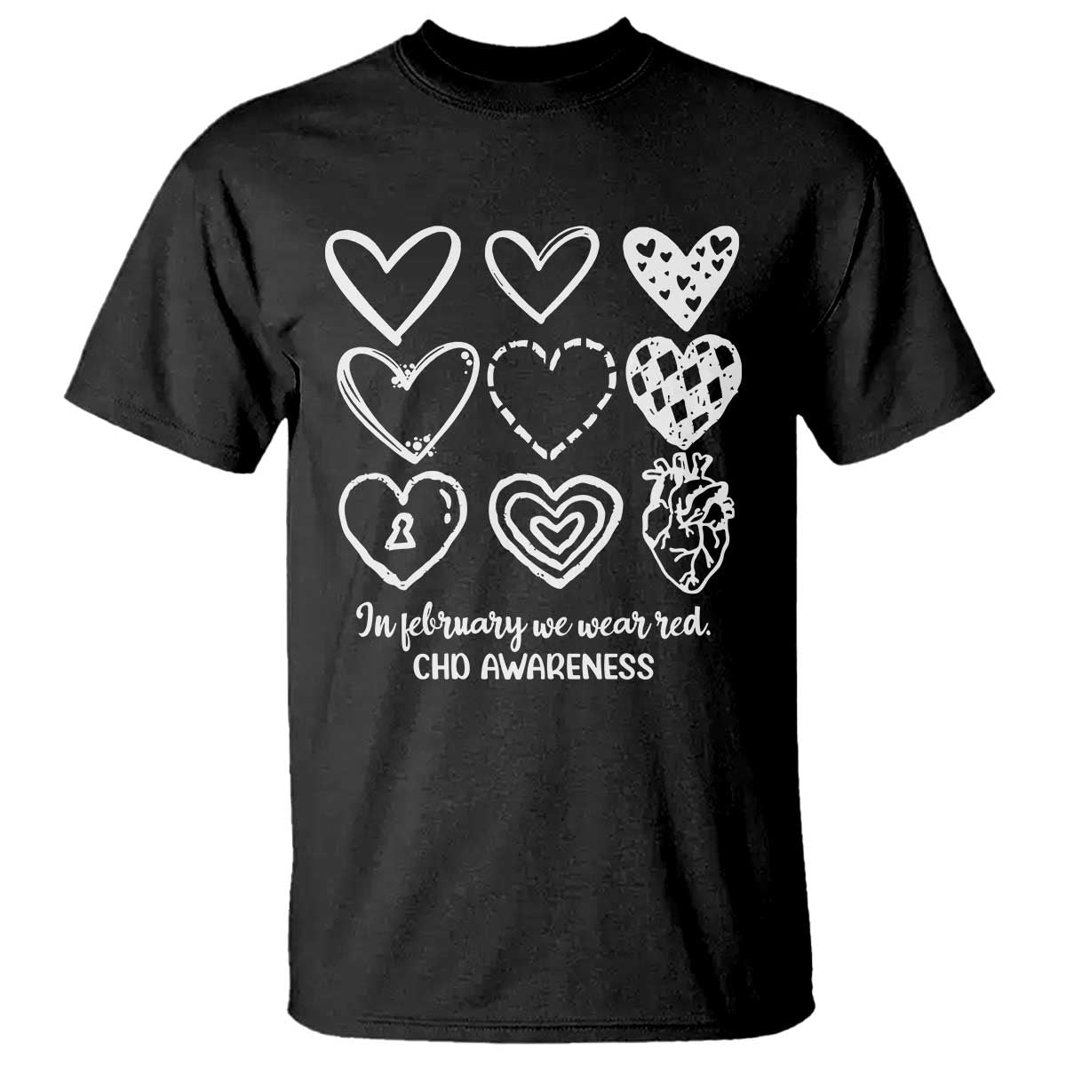 CHD Heart Disease Awareness T Shirt In February We Wear Red TS10 Black Print Your Wear
