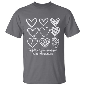 CHD Heart Disease Awareness T Shirt In February We Wear Red TS10 Charcoal Print Your Wear