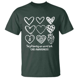 CHD Heart Disease Awareness T Shirt In February We Wear Red TS10 Dark Forest Green Print Your Wear