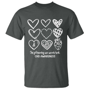 CHD Heart Disease Awareness T Shirt In February We Wear Red TS10 Dark Heather Print Your Wear
