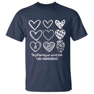CHD Heart Disease Awareness T Shirt In February We Wear Red TS10 Navy Print Your Wear