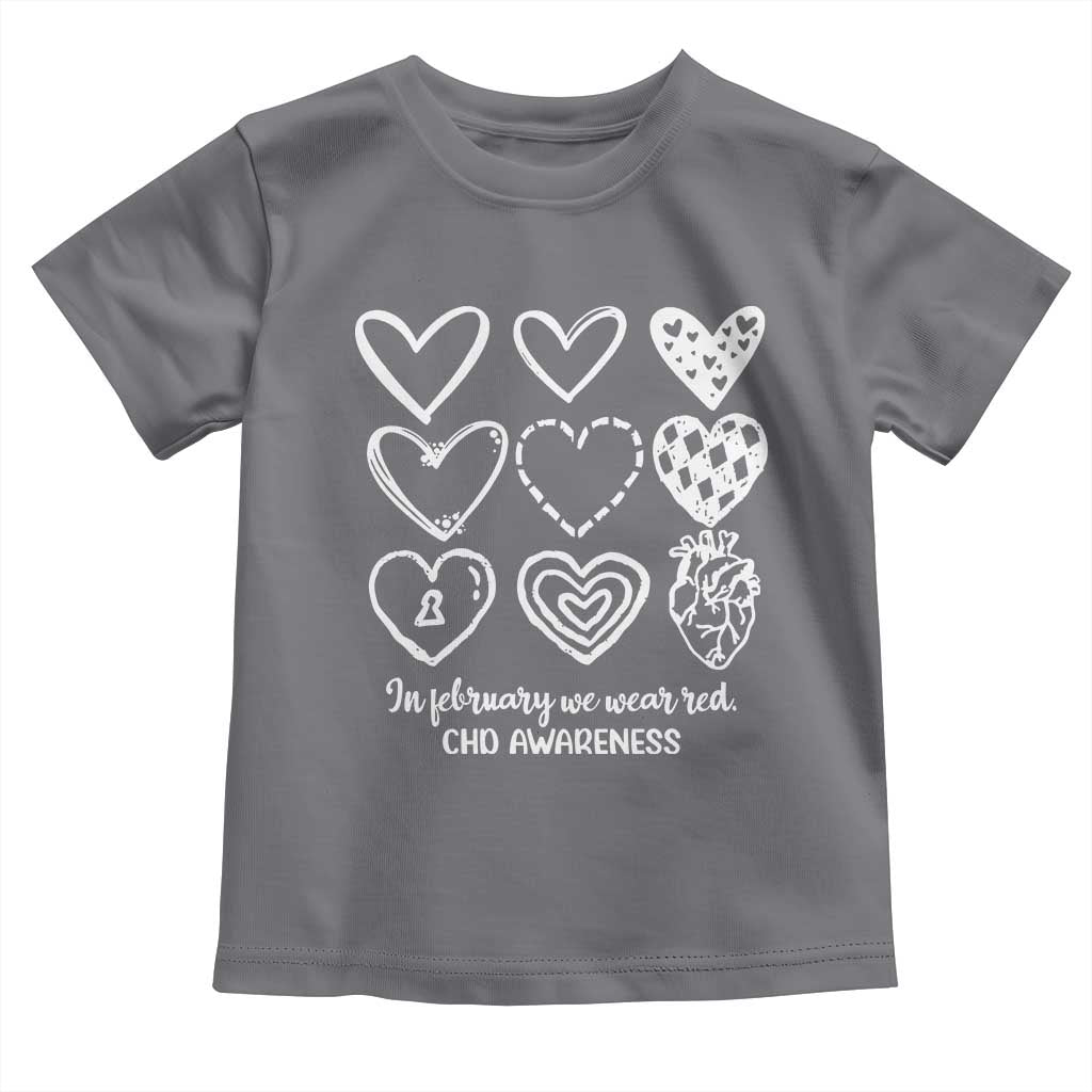 CHD Heart Disease Awareness Toddler T Shirt In February We Wear Red TS10 Charcoal Print Your Wear