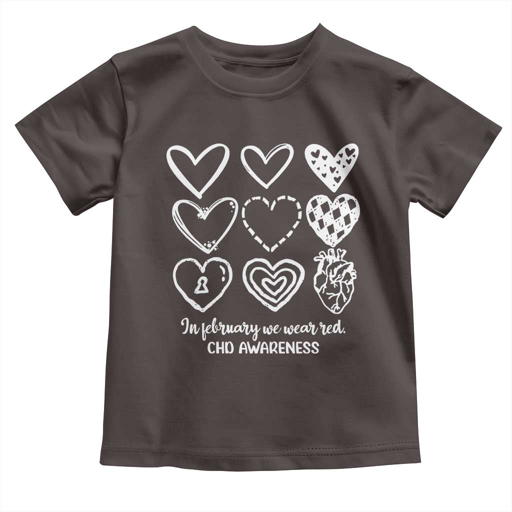 CHD Heart Disease Awareness Toddler T Shirt In February We Wear Red TS10 Dark Chocolate Print Your Wear