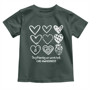 CHD Heart Disease Awareness Toddler T Shirt In February We Wear Red TS10 Dark Forest Green Print Your Wear