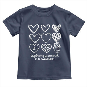 CHD Heart Disease Awareness Toddler T Shirt In February We Wear Red TS10 Navy Print Your Wear
