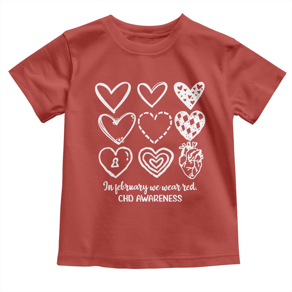 CHD Heart Disease Awareness Toddler T Shirt In February We Wear Red TS10 Red Print Your Wear