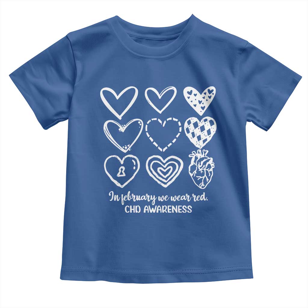 CHD Heart Disease Awareness Toddler T Shirt In February We Wear Red TS10 Royal Blue Print Your Wear
