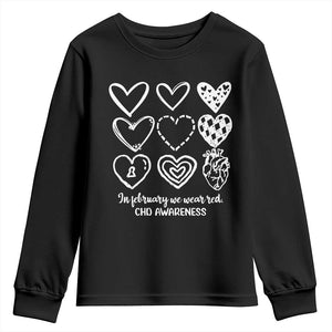 CHD Heart Disease Awareness Youth Sweatshirt In February We Wear Red TS10 Black Print Your Wear