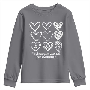 CHD Heart Disease Awareness Youth Sweatshirt In February We Wear Red TS10 Charcoal Print Your Wear