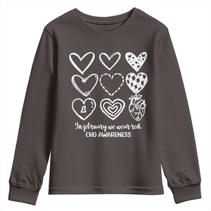 CHD Heart Disease Awareness Youth Sweatshirt In February We Wear Red TS10 Dark Chocolate Print Your Wear