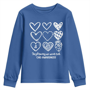 CHD Heart Disease Awareness Youth Sweatshirt In February We Wear Red TS10 Royal Blue Print Your Wear