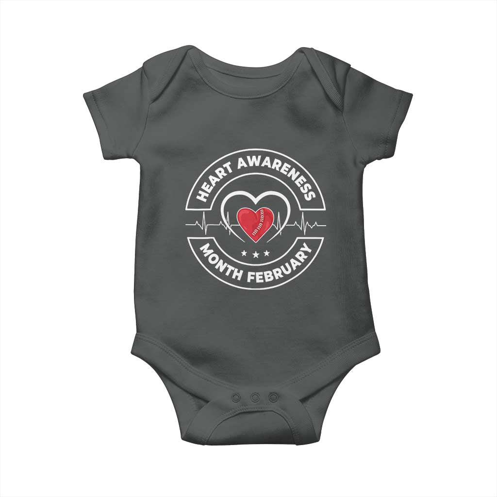 CHD Heart Disease Awareness Baby Onesie American Heart Health Month February TS10 Dark Heather Print Your Wear