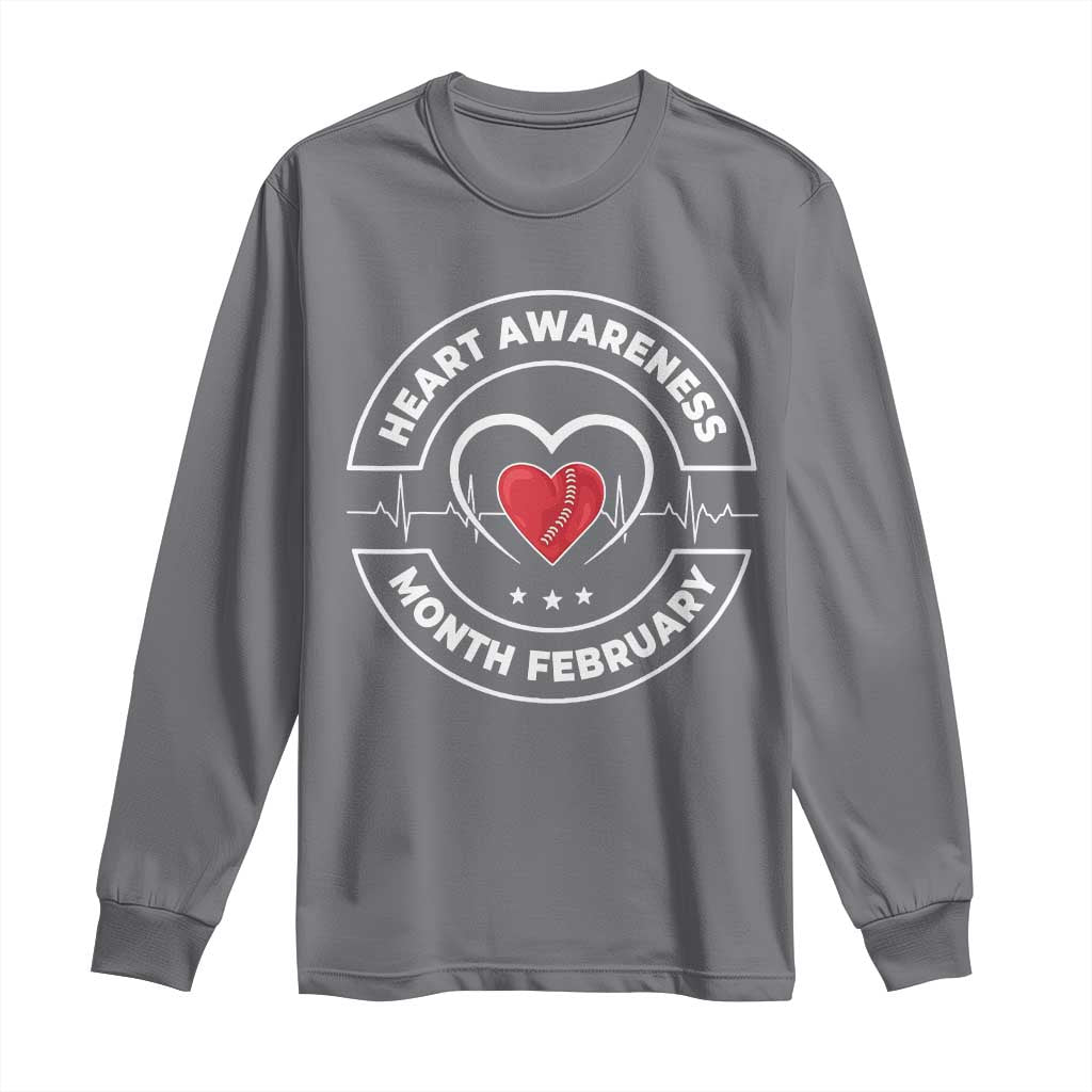 CHD Heart Disease Awareness Long Sleeve Shirt American Heart Health Month February TS10 Charcoal Print Your Wear