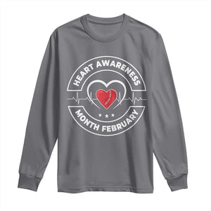 CHD Heart Disease Awareness Long Sleeve Shirt American Heart Health Month February TS10 Charcoal Print Your Wear