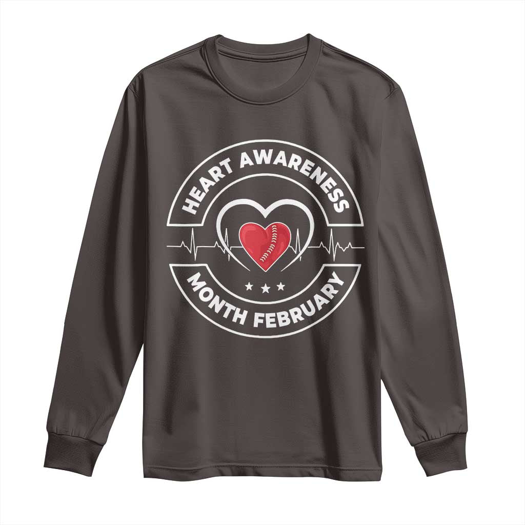 CHD Heart Disease Awareness Long Sleeve Shirt American Heart Health Month February TS10 Dark Chocolate Print Your Wear