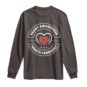 CHD Heart Disease Awareness Long Sleeve Shirt American Heart Health Month February TS10 Dark Chocolate Print Your Wear