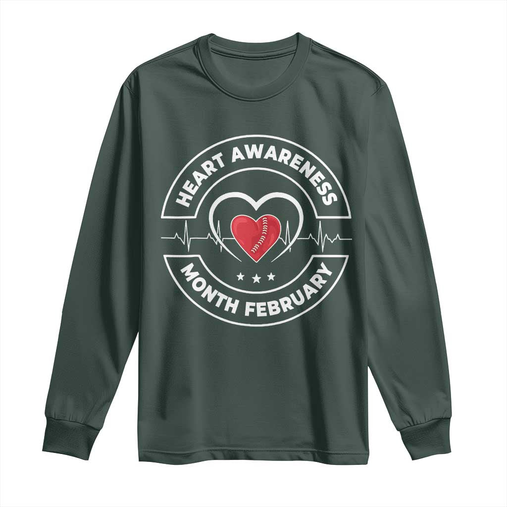 CHD Heart Disease Awareness Long Sleeve Shirt American Heart Health Month February TS10 Dark Forest Green Print Your Wear