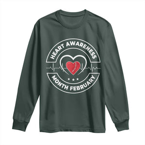 CHD Heart Disease Awareness Long Sleeve Shirt American Heart Health Month February TS10 Dark Forest Green Print Your Wear