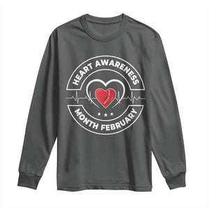 CHD Heart Disease Awareness Long Sleeve Shirt American Heart Health Month February TS10 Dark Heather Print Your Wear