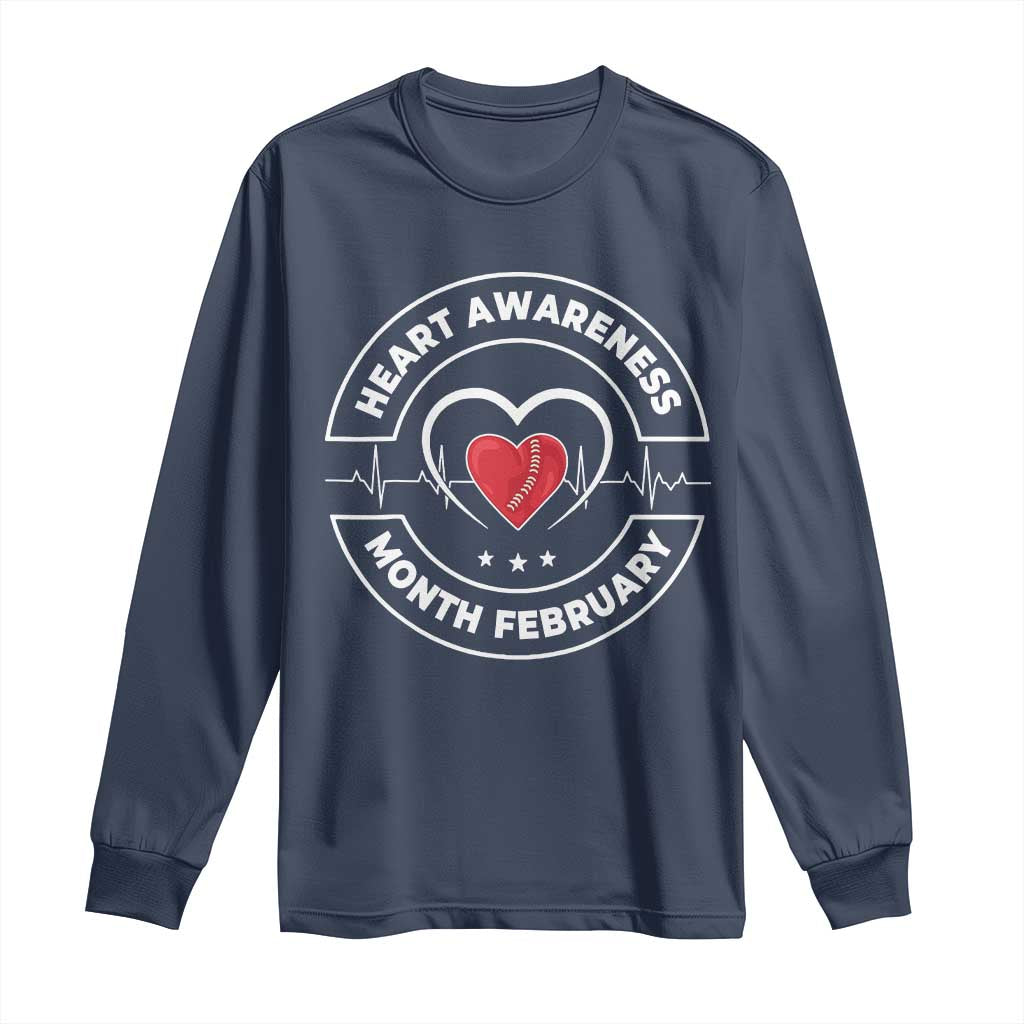 CHD Heart Disease Awareness Long Sleeve Shirt American Heart Health Month February TS10 Navy Print Your Wear
