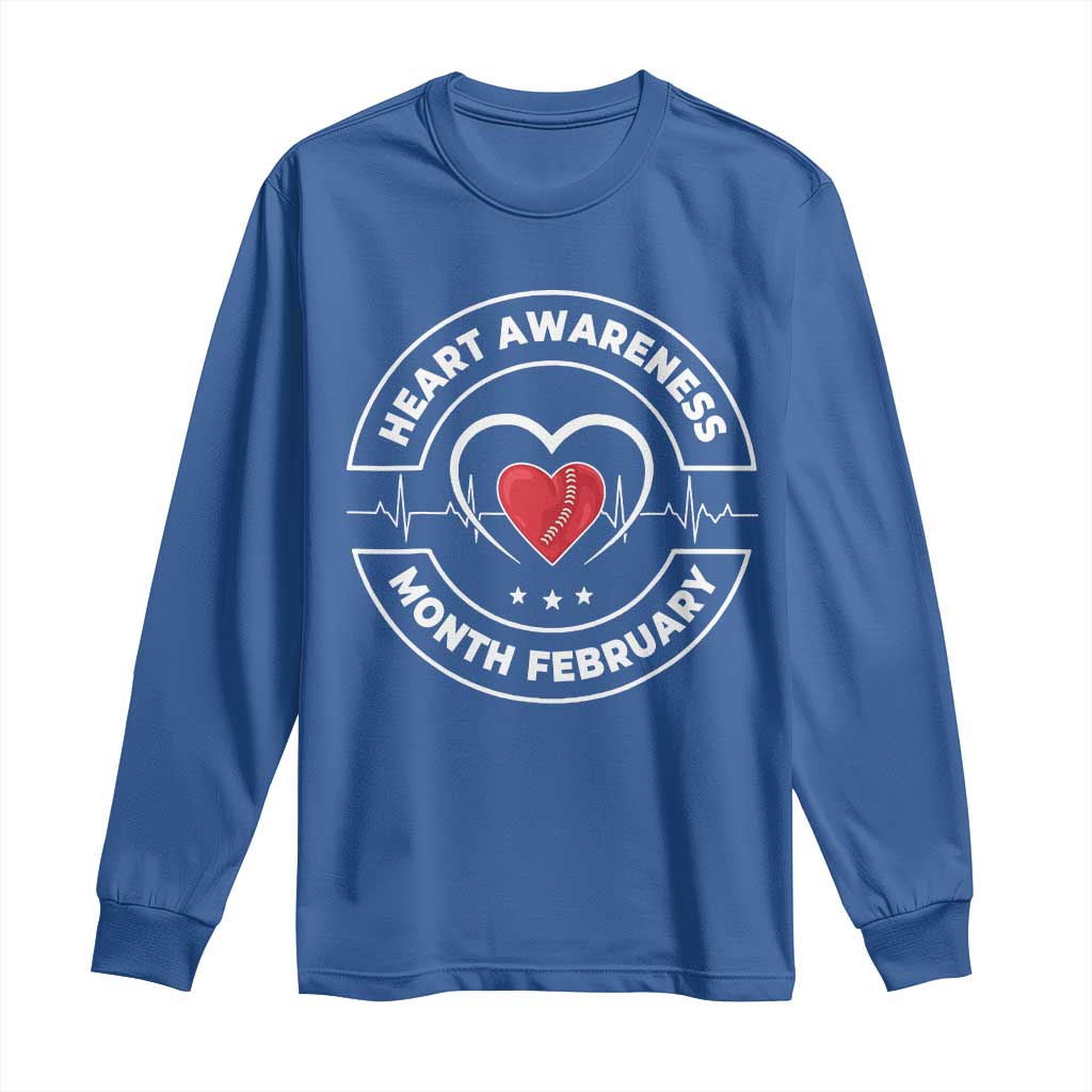 CHD Heart Disease Awareness Long Sleeve Shirt American Heart Health Month February TS10 Royal Blue Print Your Wear