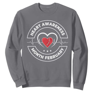 CHD Heart Disease Awareness Sweatshirt American Heart Health Month February TS10 Charcoal Print Your Wear