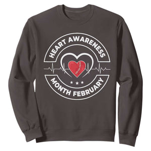 CHD Heart Disease Awareness Sweatshirt American Heart Health Month February TS10 Dark Chocolate Print Your Wear