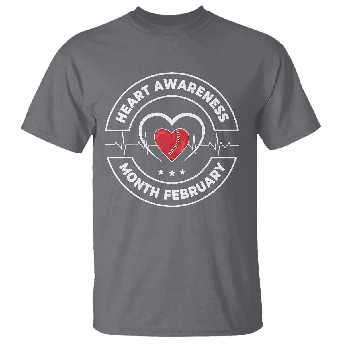 CHD Heart Disease Awareness T Shirt American Heart Health Month February TS10 Charcoal Print Your Wear