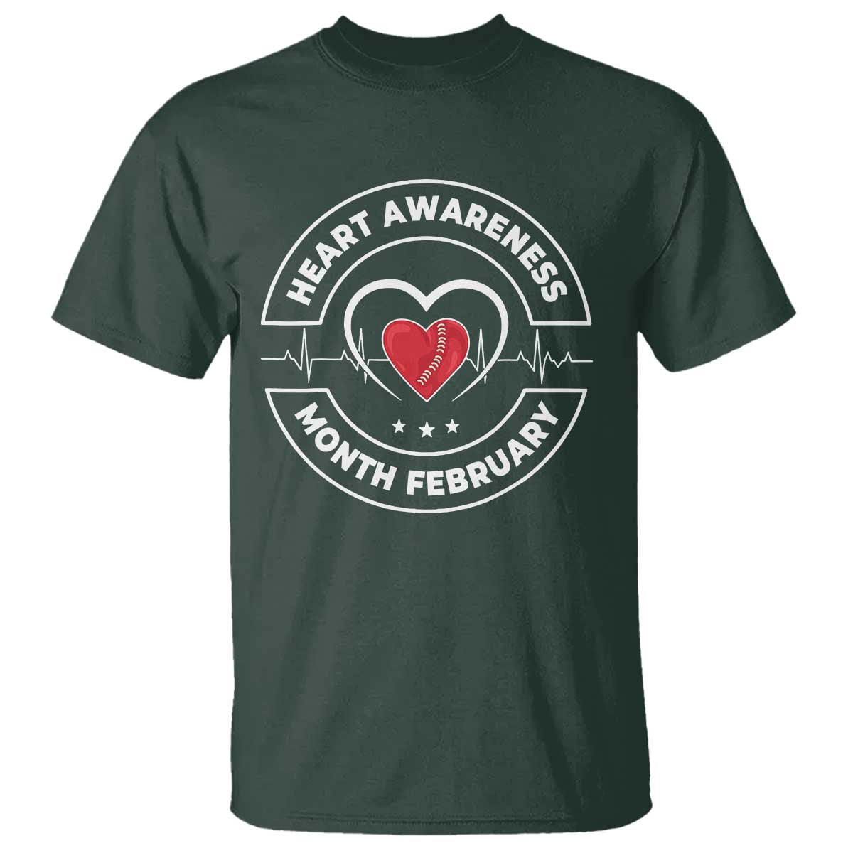 CHD Heart Disease Awareness T Shirt American Heart Health Month February TS10 Dark Forest Green Print Your Wear