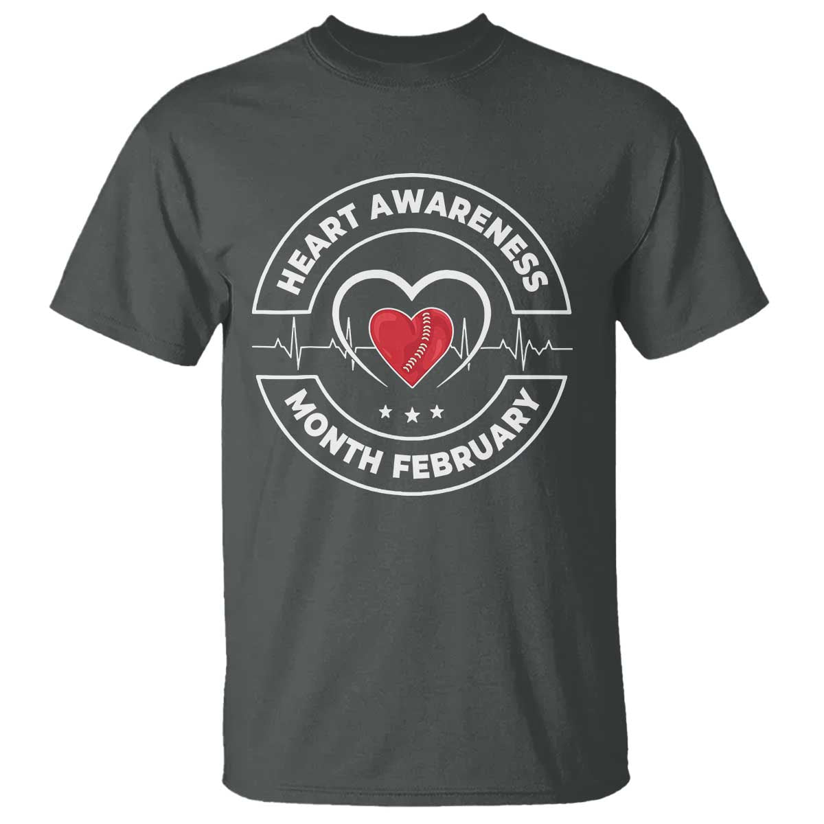 CHD Heart Disease Awareness T Shirt American Heart Health Month February TS10 Dark Heather Print Your Wear