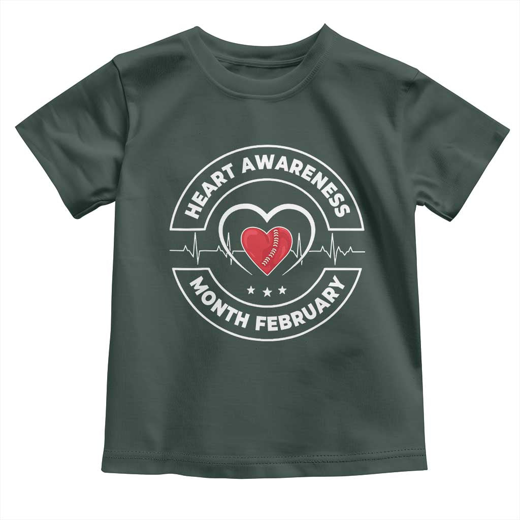CHD Heart Disease Awareness Toddler T Shirt American Heart Health Month February TS10 Dark Forest Green Print Your Wear