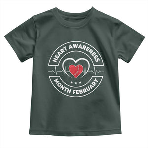CHD Heart Disease Awareness Toddler T Shirt American Heart Health Month February TS10 Dark Forest Green Print Your Wear