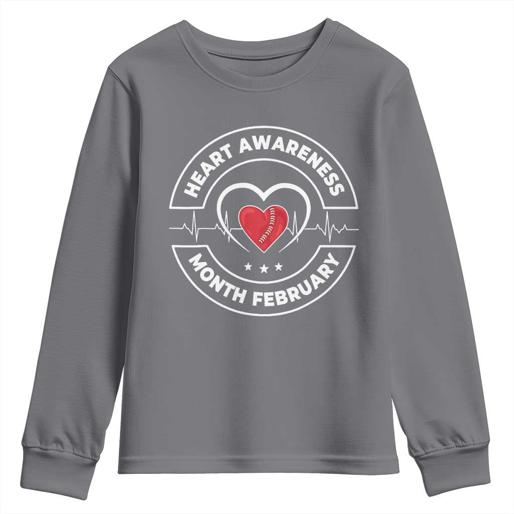 CHD Heart Disease Awareness Youth Sweatshirt American Heart Health Month February TS10 Charcoal Print Your Wear