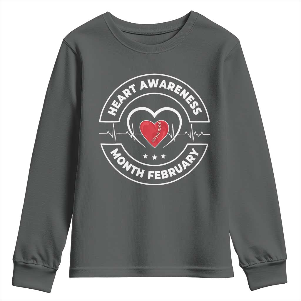 CHD Heart Disease Awareness Youth Sweatshirt American Heart Health Month February TS10 Dark Heather Print Your Wear