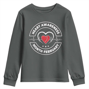 CHD Heart Disease Awareness Youth Sweatshirt American Heart Health Month February TS10 Dark Heather Print Your Wear