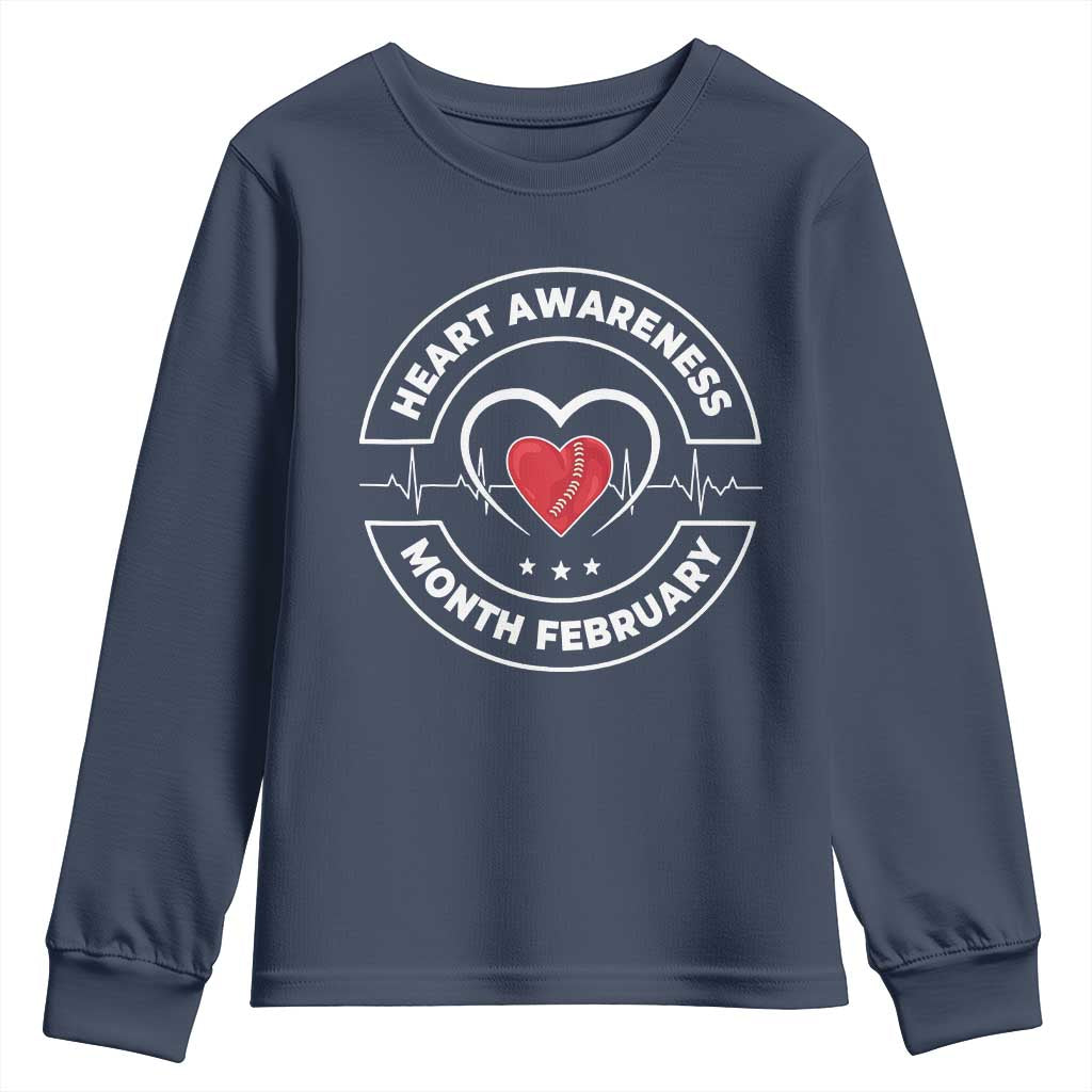 CHD Heart Disease Awareness Youth Sweatshirt American Heart Health Month February TS10 Navy Print Your Wear