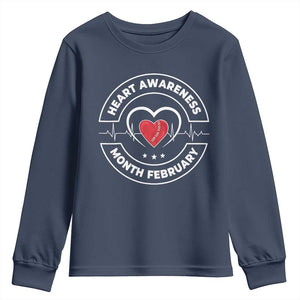 CHD Heart Disease Awareness Youth Sweatshirt American Heart Health Month February TS10 Navy Print Your Wear