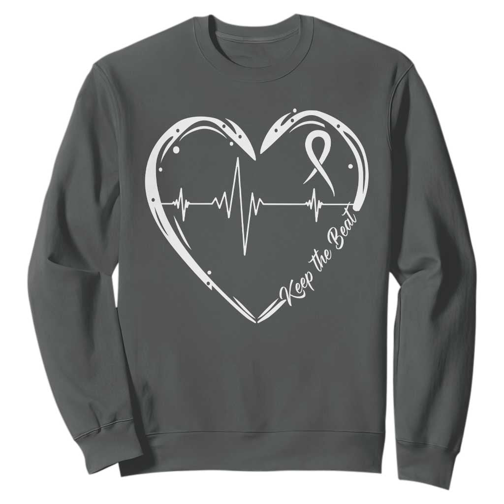CHD Heart Disease Awareness Sweatshirt Wear Red Keep The Beat Heart Health TS10 Dark Heather Print Your Wear
