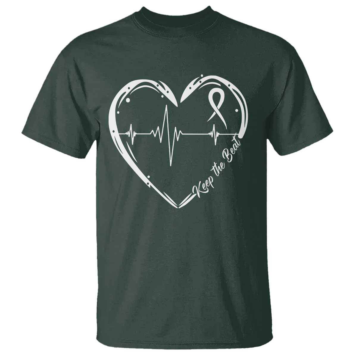 CHD Heart Disease Awareness T Shirt Wear Red Keep The Beat Heart Health TS10 Dark Forest Green Print Your Wear