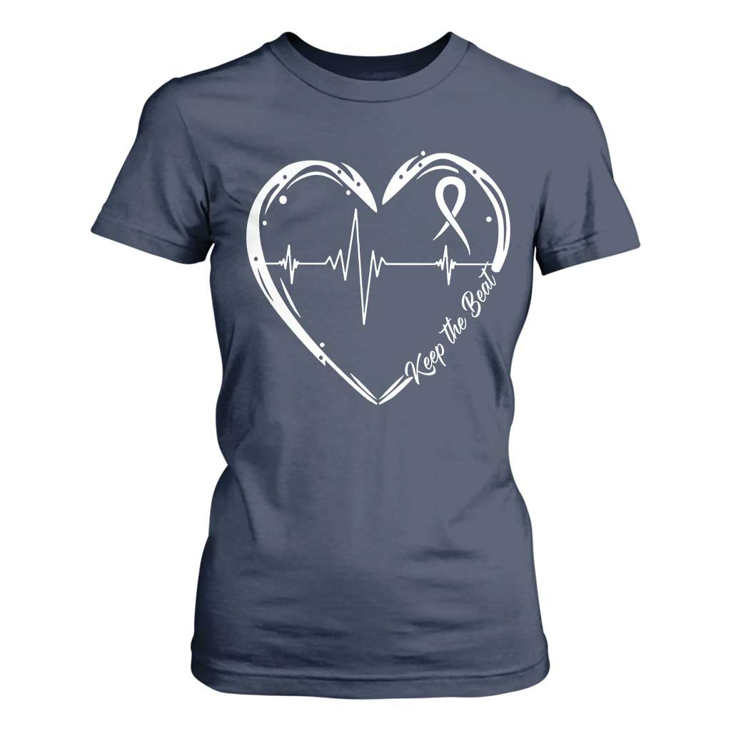 CHD Heart Disease Awareness T Shirt For Women Wear Red Keep The Beat Heart Health TS10 Navy Print Your Wear