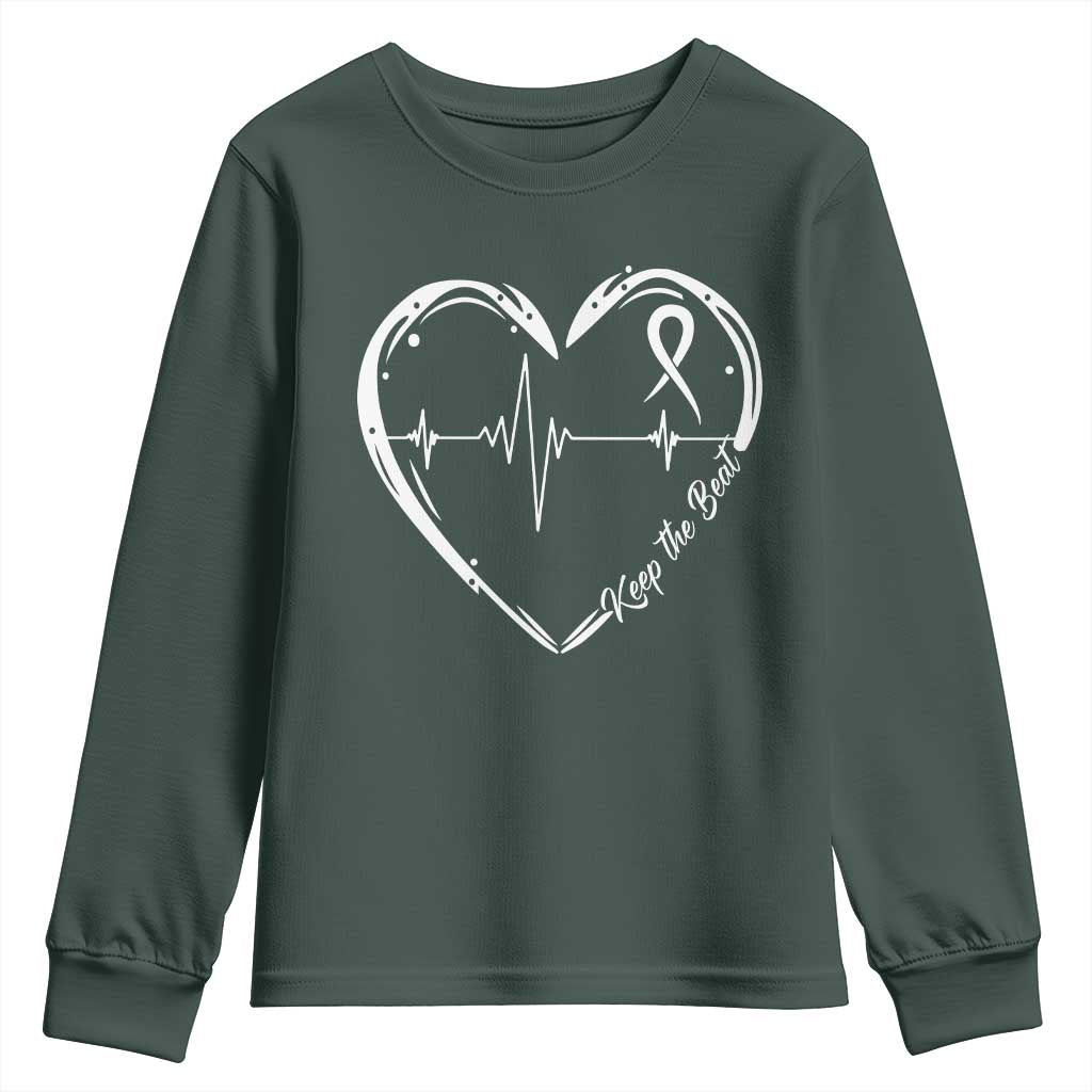CHD Heart Disease Awareness Youth Sweatshirt Wear Red Keep The Beat Heart Health TS10 Dark Forest Green Print Your Wear