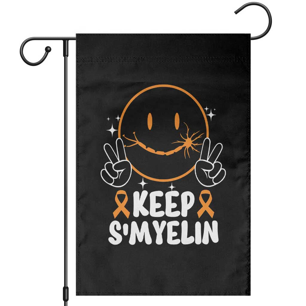Multiple Sclerosis Awareness Garden Flag Keep Smyelin Orange Ribbon MS Support TS10 Black Print Your Wear