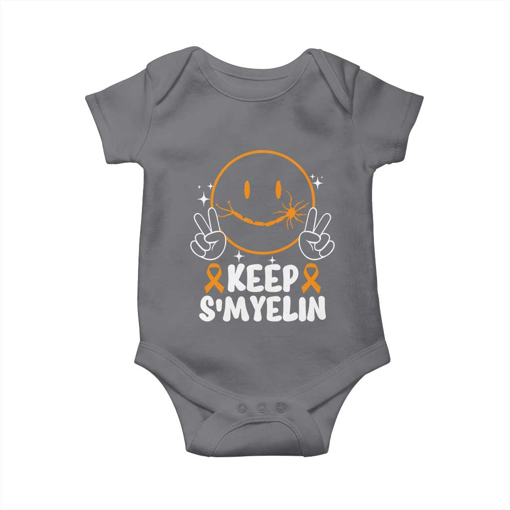 Multiple Sclerosis Awareness Baby Onesie Keep Smyelin Orange Ribbon MS Support TS10 Charcoal Print Your Wear