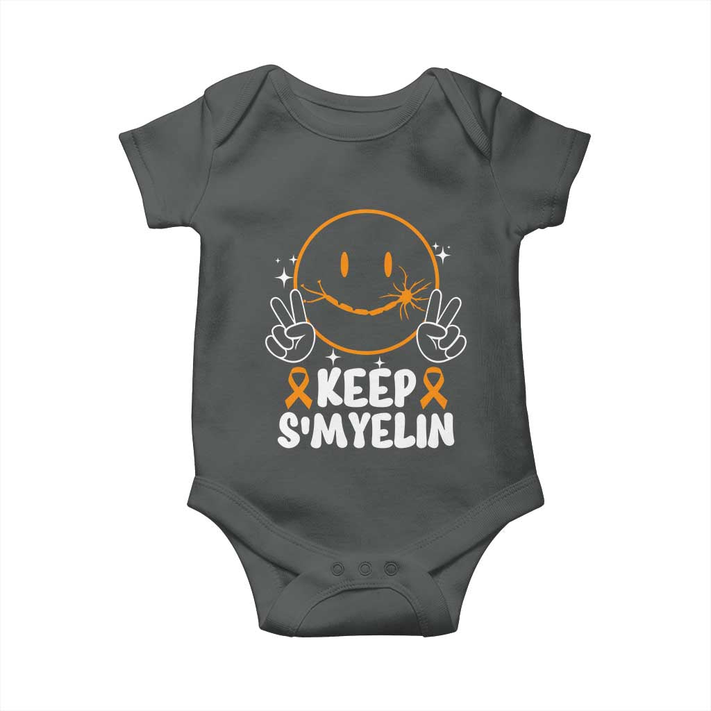 Multiple Sclerosis Awareness Baby Onesie Keep Smyelin Orange Ribbon MS Support TS10 Dark Heather Print Your Wear