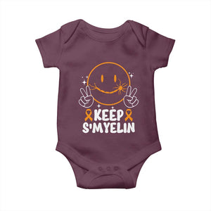 Multiple Sclerosis Awareness Baby Onesie Keep Smyelin Orange Ribbon MS Support TS10 Maroon Print Your Wear
