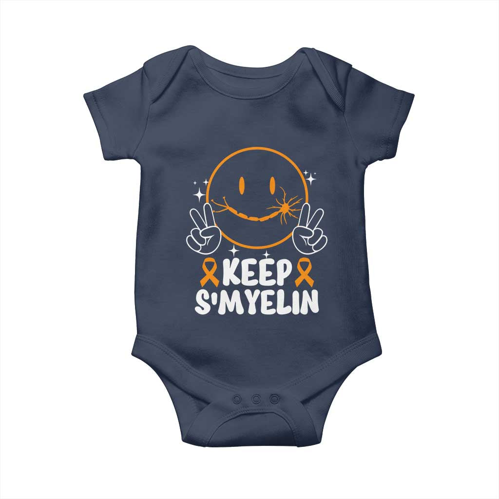 Multiple Sclerosis Awareness Baby Onesie Keep Smyelin Orange Ribbon MS Support TS10 Navy Print Your Wear