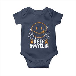 Multiple Sclerosis Awareness Baby Onesie Keep Smyelin Orange Ribbon MS Support TS10 Navy Print Your Wear