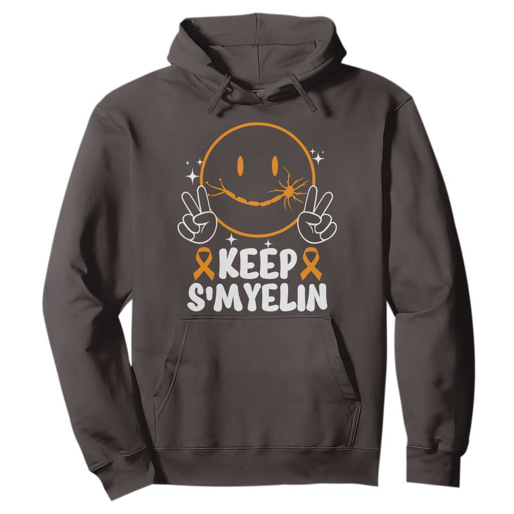Multiple Sclerosis Awareness Hoodie Keep Smyelin Orange Ribbon MS Support TS10 Dark Chocolate Print Your Wear