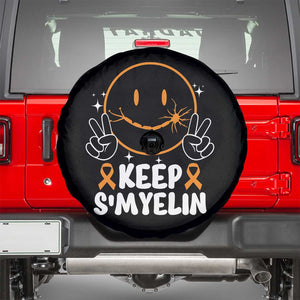 Multiple Sclerosis Awareness Spare Tire Cover Keep Smyelin Orange Ribbon MS Support TS10 Black Print Your Wear